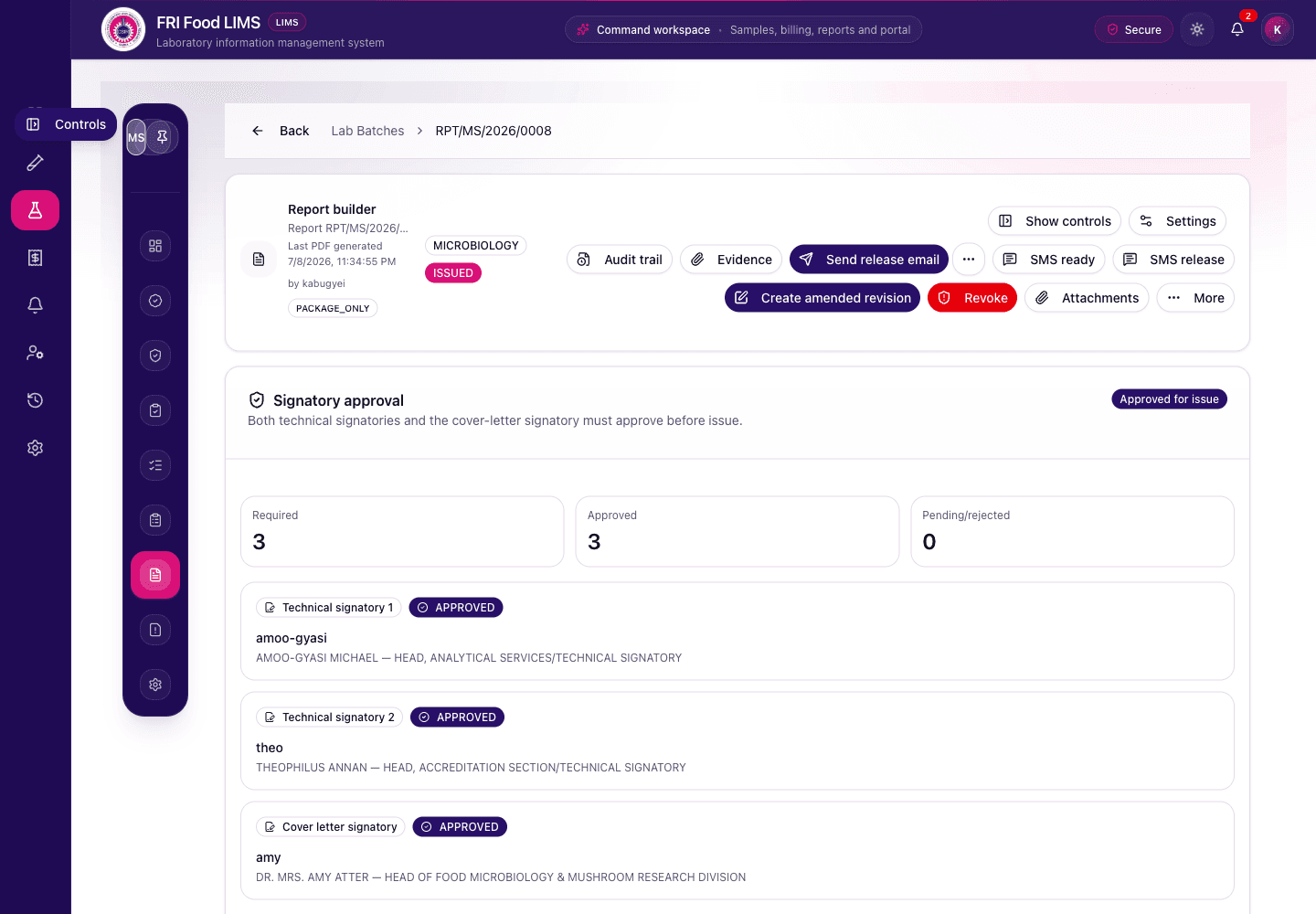 Report approval